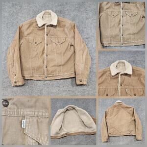 VTG 60s 70s Levis BIG‎ E White Tab Brown Corduroy Sherpa Lined Mens 42? Jacket